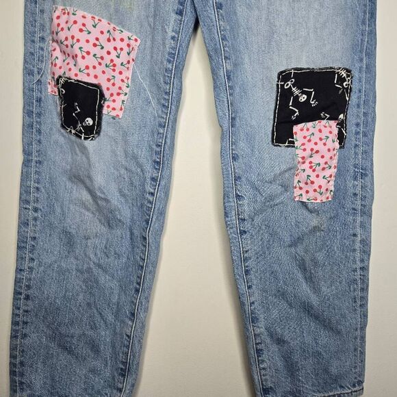 Uniqlo Customized Jeans Size 26 Patches Stitching Denim Upcycled - Picture 2 of 7